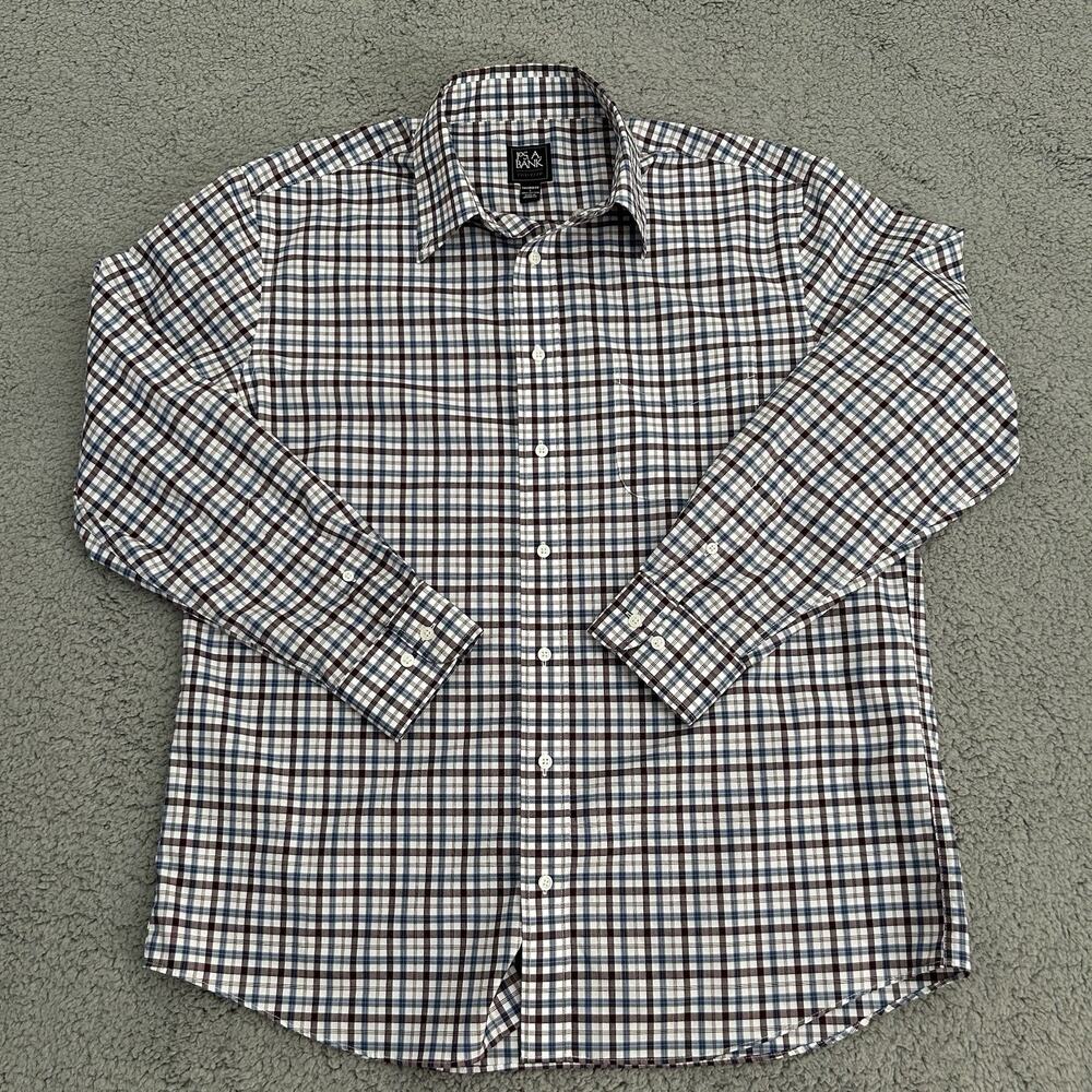 Joseph A Bank Traveler Dress Shirt Mens Large Plaid Button-Down Long Sleeve